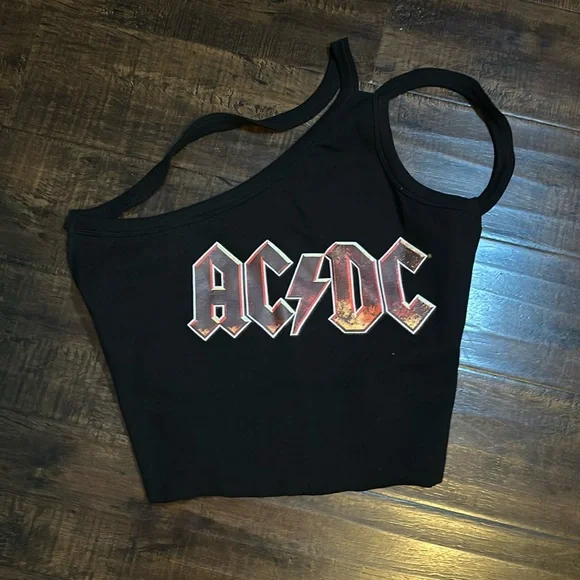 AC/DC Backless 1 Shoulder Crop with single back strap! Size 1x and XS Available - Picture 1 of 3